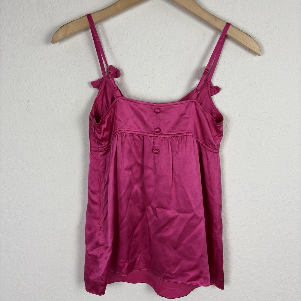 INC international Sz 2 100% Silk Cami Tank Top Babydoll Y2k Pink Fairy Coquette - Picture 5 of 5